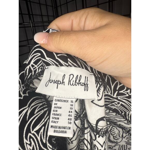 Joseph Ribkoff Black/White Floral Pants Women's Size 16 - Picture 2 of 3